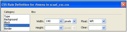 css rules dialog box